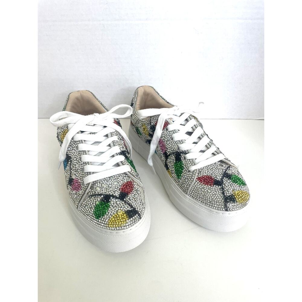 Betsey Johnson Sidney Holiday Lights Rhinestone Sneaker Size 7M New Christmas